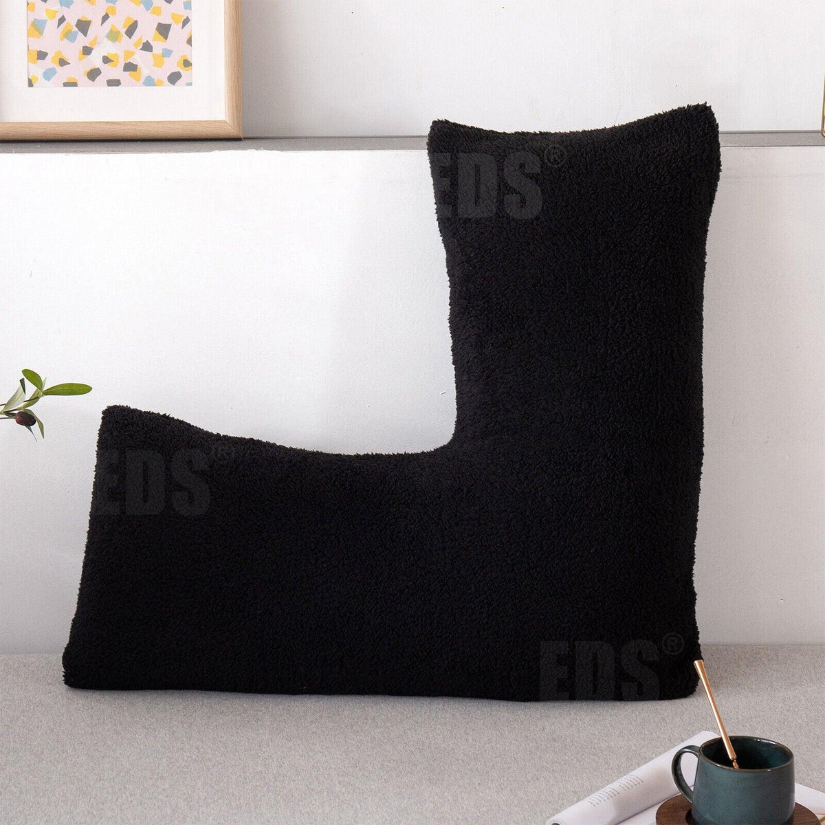 V Shaped Pillows UK - Teddy Fleece Orthopaedic Pillow with Pillow Case Pregnancy Maternity Pillows - Tophatter Daily Deals