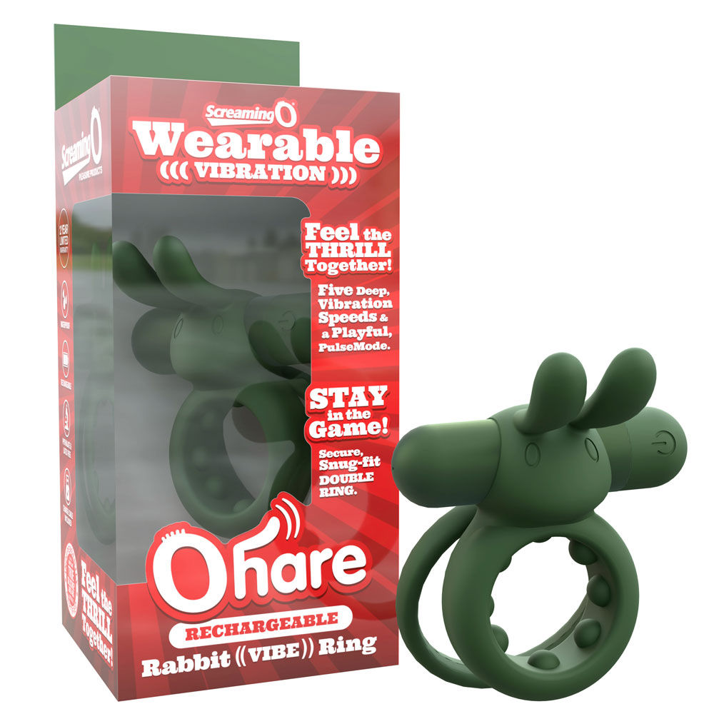 Ohare (Black | Blue | Green) – Rechargeable Silicone Rabbit Vibrating Cock Ring > Cock Ring > Vibrating - Tophatter Daily Deals