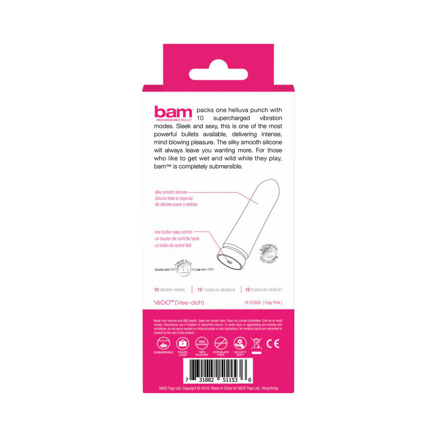 VeDO Bam Bullet Vibrator With 10 Vibration Modes > Vibrators > Mini Vibrators - Tophatter Daily Deals
