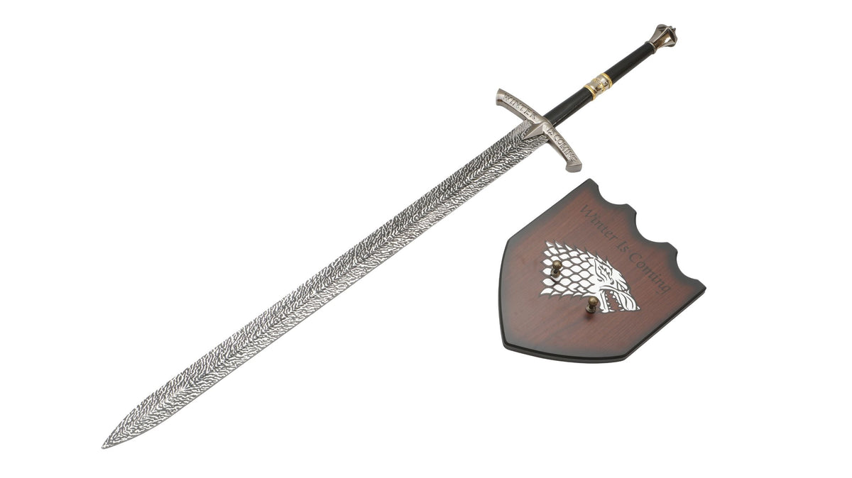 Game Of Thrones - Ned Stark Ice (Black Handle) Fantasy Sword - Tophatter Daily Deals