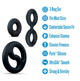 Performance Plus Throttle (Black) – Versatile 3-Ring Set Cock and Ball Stretcher > Cock Ring > Sets - Tophatter Daily Deals