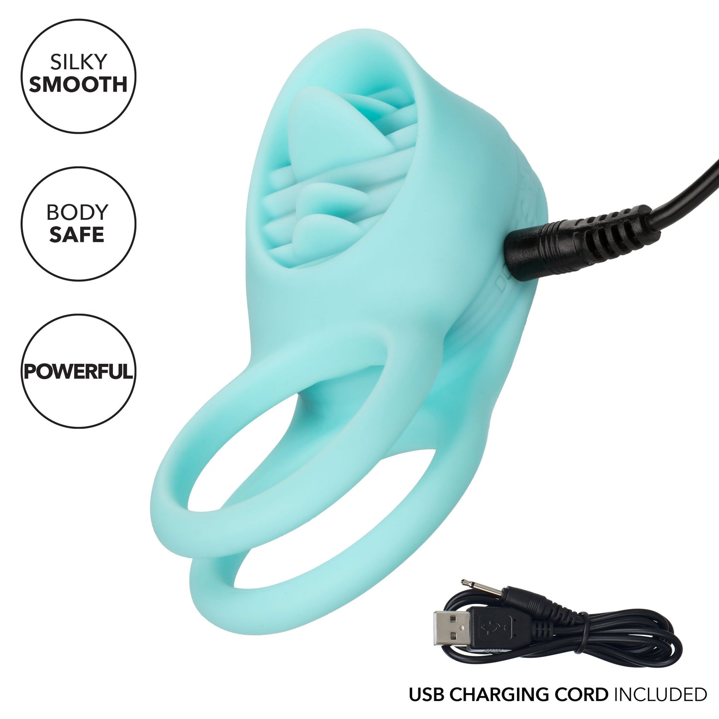 Silicone Rechargeable French Kiss Enhancer – Vibrator with 12 Functions and Flickering Teaser Ring > Cock Ring > Vibrating - Tophatter Daily Deals