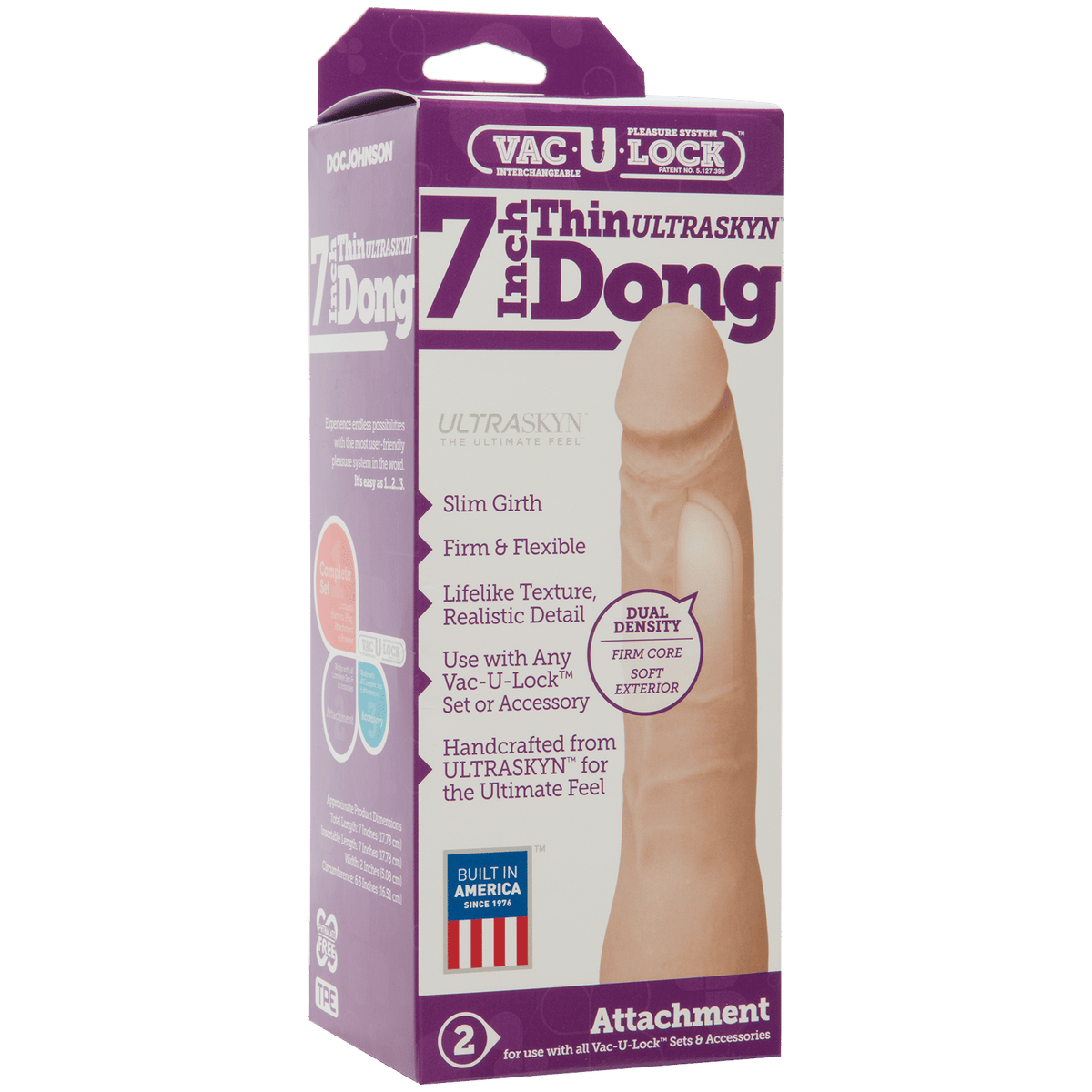 Vac-U-Lock 7 Inch Ultraskyn Thin Dong Vanilla Realistic Toy > Dildos > Slim Dildos - Tophatter Daily Deals