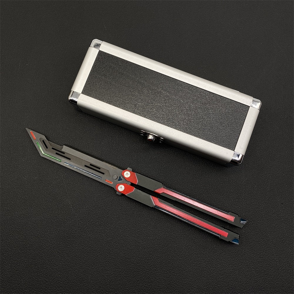 High-End RGX Balisong Trainer RGX Knife 2.0 CNC Aluminum Alloy Version Red & Aluminum Case - Tophatter Daily Deals