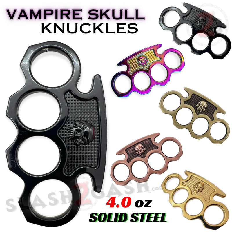 Vampire Skull Knuckle Duster Steel Paperweight - Asst. Colors Belt Buckle - Tophatter Daily Deals