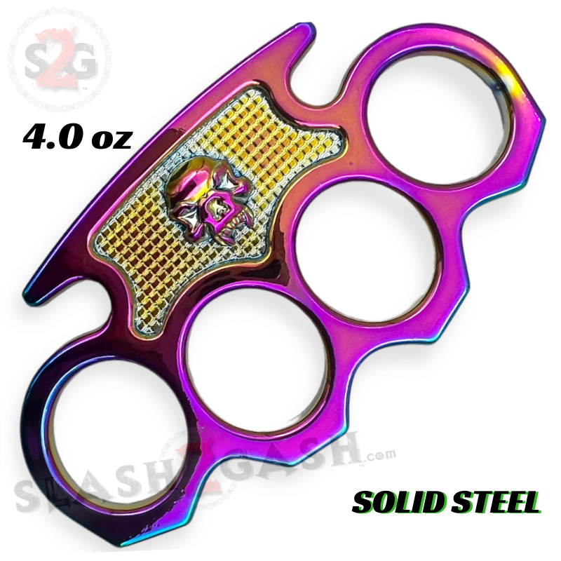 Vampire Skull Knuckle Duster Steel Paperweight - Asst. Colors Rainbow Belt Buckle - Tophatter Daily Deals