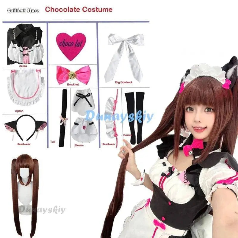 Vanilla Cosplay Costume In Stock Maid Dress Maid Outfit NEKOPARA Chocola Vanilla OVA Maid Game Uniform Cat Neko Girl Women Chocola Costume Wig Nekopara - Tophatter Daily Deals