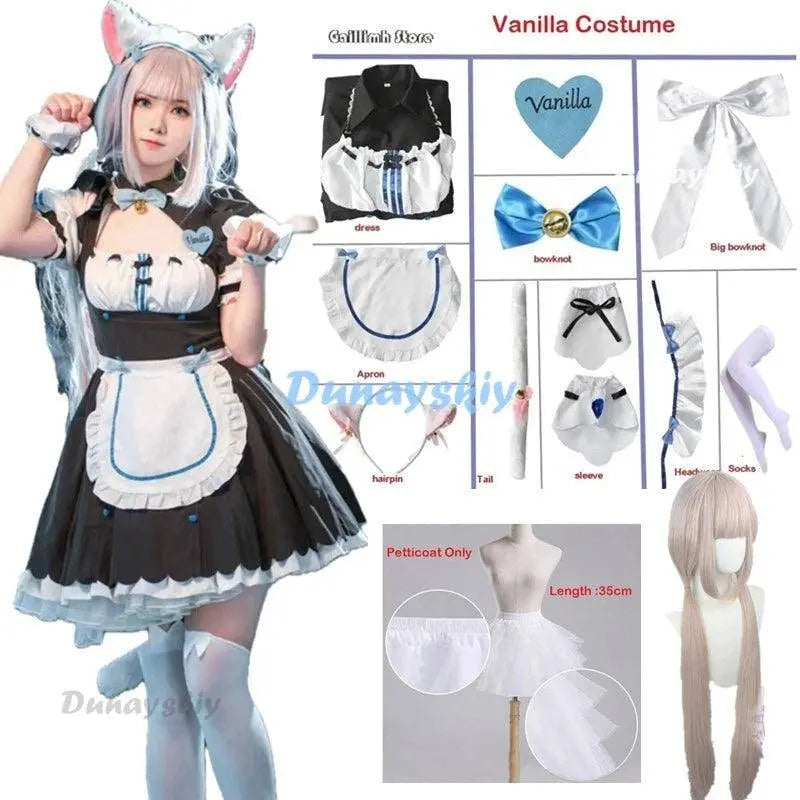 Vanilla Cosplay Costume In Stock Maid Dress Maid Outfit NEKOPARA Chocola Vanilla OVA Maid Game Uniform Cat Neko Girl Women CostumeWig petticoat 1 Nekopara - Tophatter Daily Deals