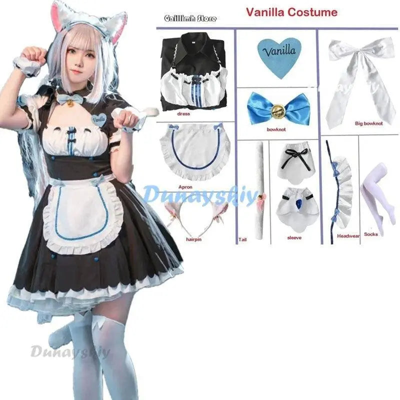 Vanilla Cosplay Costume In Stock Maid Dress Maid Outfit NEKOPARA Chocola Vanilla OVA Maid Game Uniform Cat Neko Girl Women Vanilla Costume Nekopara - Tophatter Daily Deals