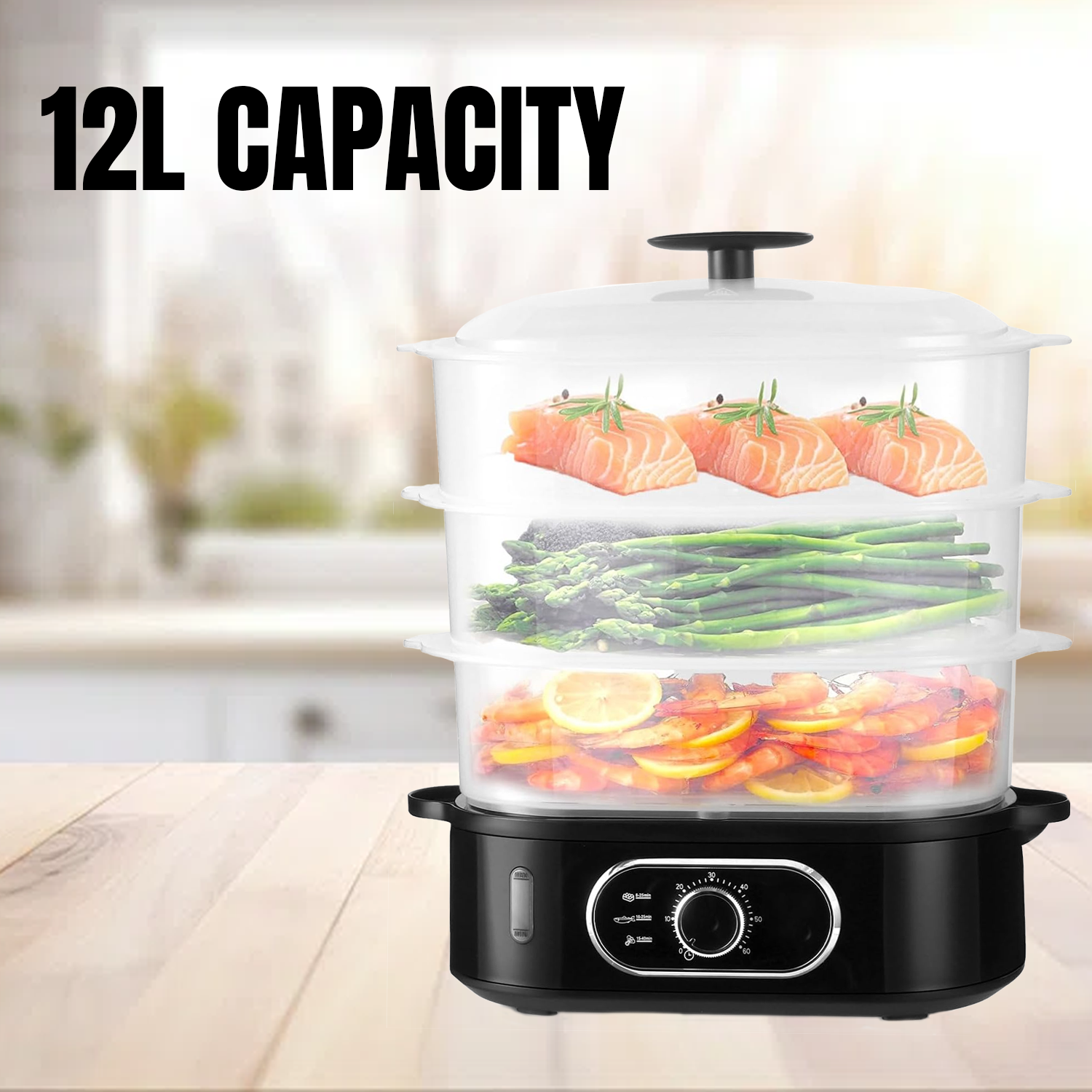 Electric Steam Cookers – 7.5-12L Multi-Tier Steamer for Healthy Cooking of Veggies, Rice & Eggs Cookware - Tophatter Daily Deals