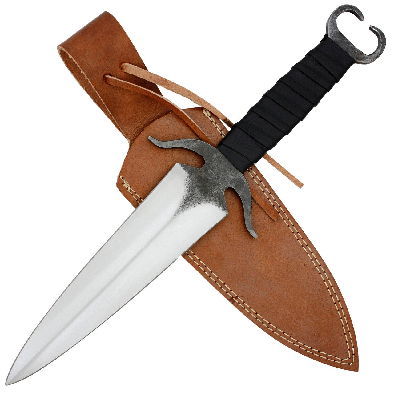 Veil of Shadows Full Tang Dual Tone Dagger with Black Leather Wrapped Handle Dagger - Tophatter Daily Deals