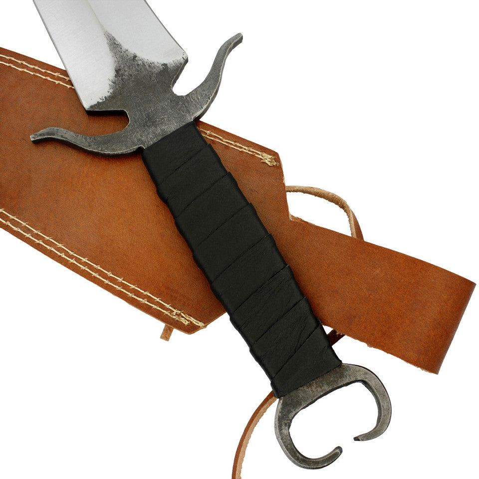 Veil of Shadows Full Tang Dual Tone Dagger with Black Leather Wrapped Handle Dagger - Tophatter Daily Deals