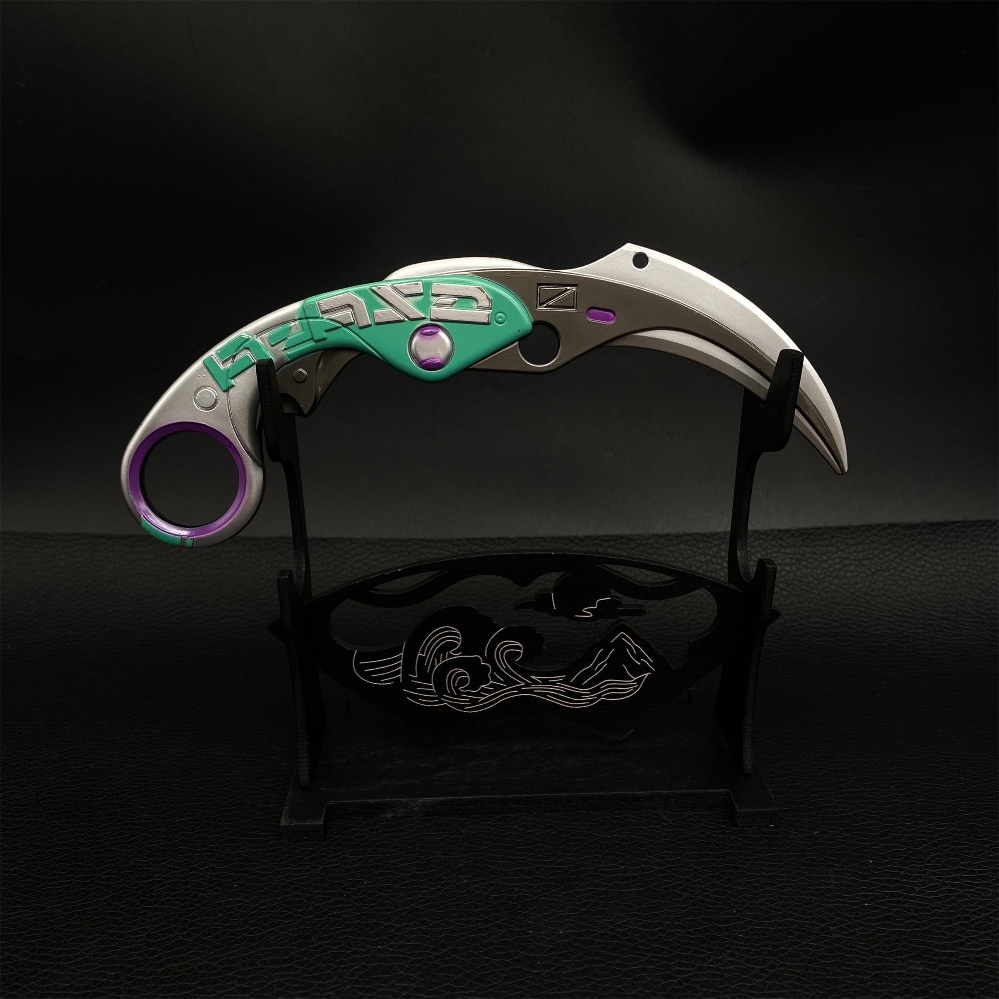 Metal Velocity Karambit Replica Blunt Blade Blue & Stand - Tophatter Daily Deals