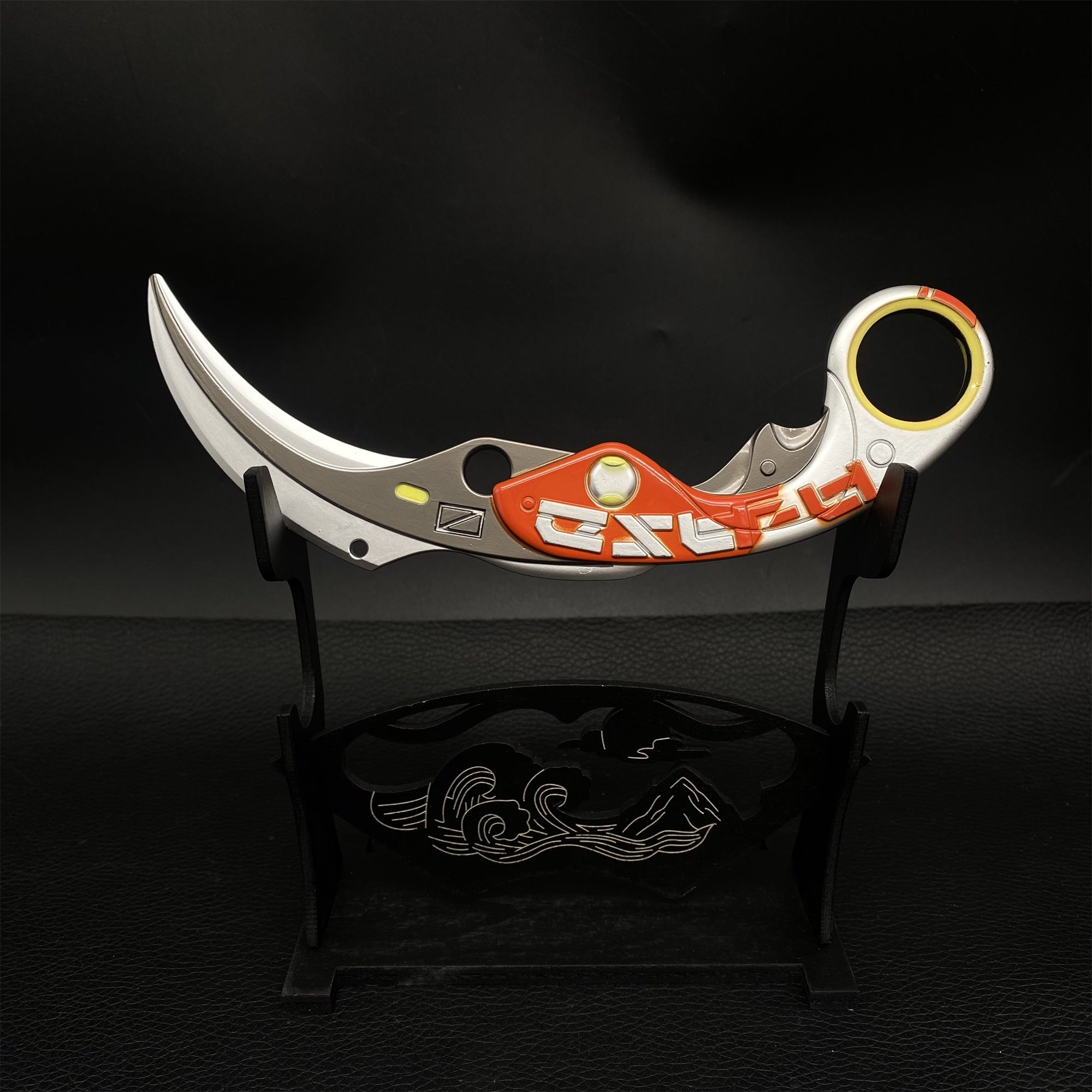 Metal Velocity Karambit Replica Blunt Blade Orange & Stand - Tophatter Daily Deals