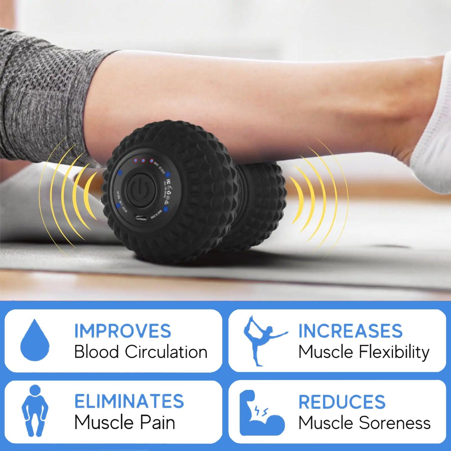 Vibrating Foam Roller - Electric Full Body Massage Roller Muscle Recovery Pain Relief Massager Exercise & Fitness - Tophatter Daily Deals