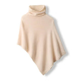 Soft Womens Wool Poncho - Turtleneck, Pointed Hem, Layering Beige One Size - Tophatter Daily Deals