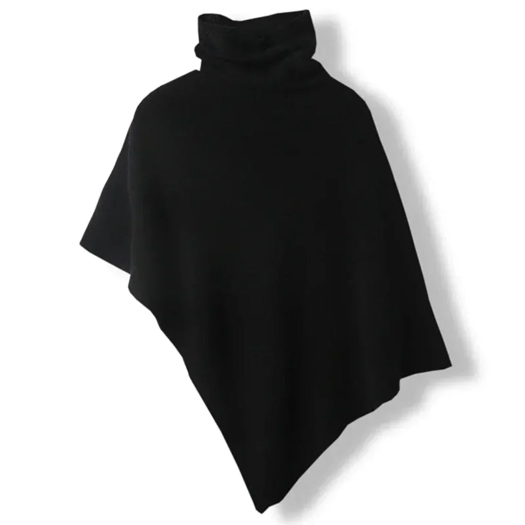 Soft Womens Wool Poncho - Turtleneck, Pointed Hem, Layering Black One Size - Tophatter Daily Deals