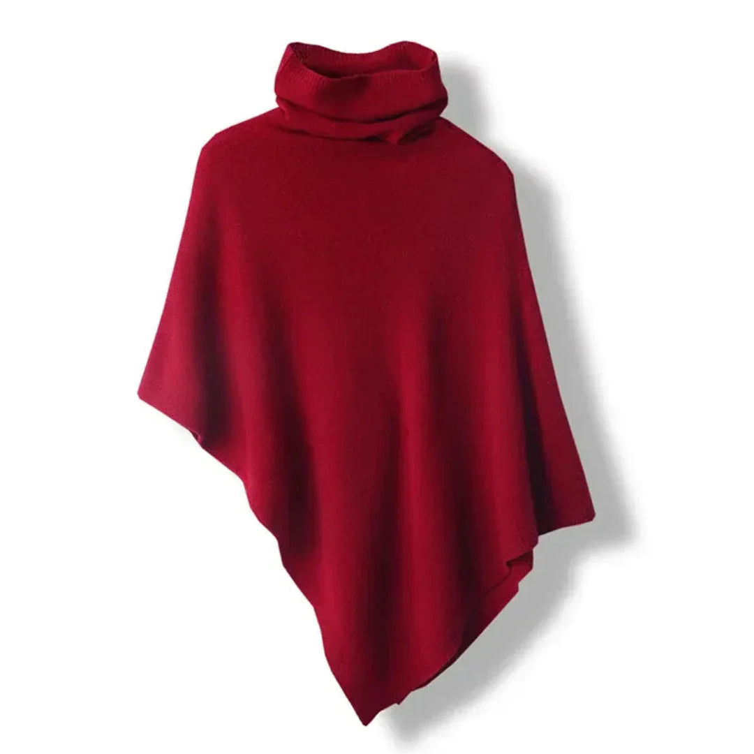 Soft Womens Wool Poncho - Turtleneck, Pointed Hem, Layering Dark Red One Size - Tophatter Daily Deals