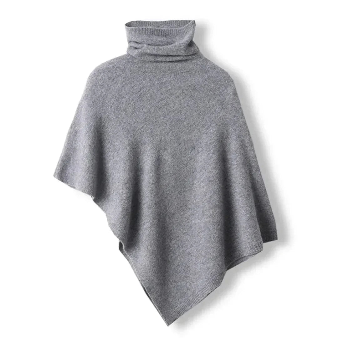 Soft Womens Wool Poncho - Turtleneck, Pointed Hem, Layering Gray One Size - Tophatter Daily Deals