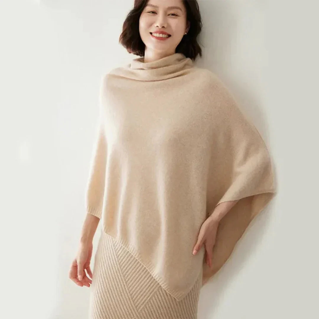 Soft Womens Wool Poncho - Turtleneck, Pointed Hem, Layering - Tophatter Daily Deals