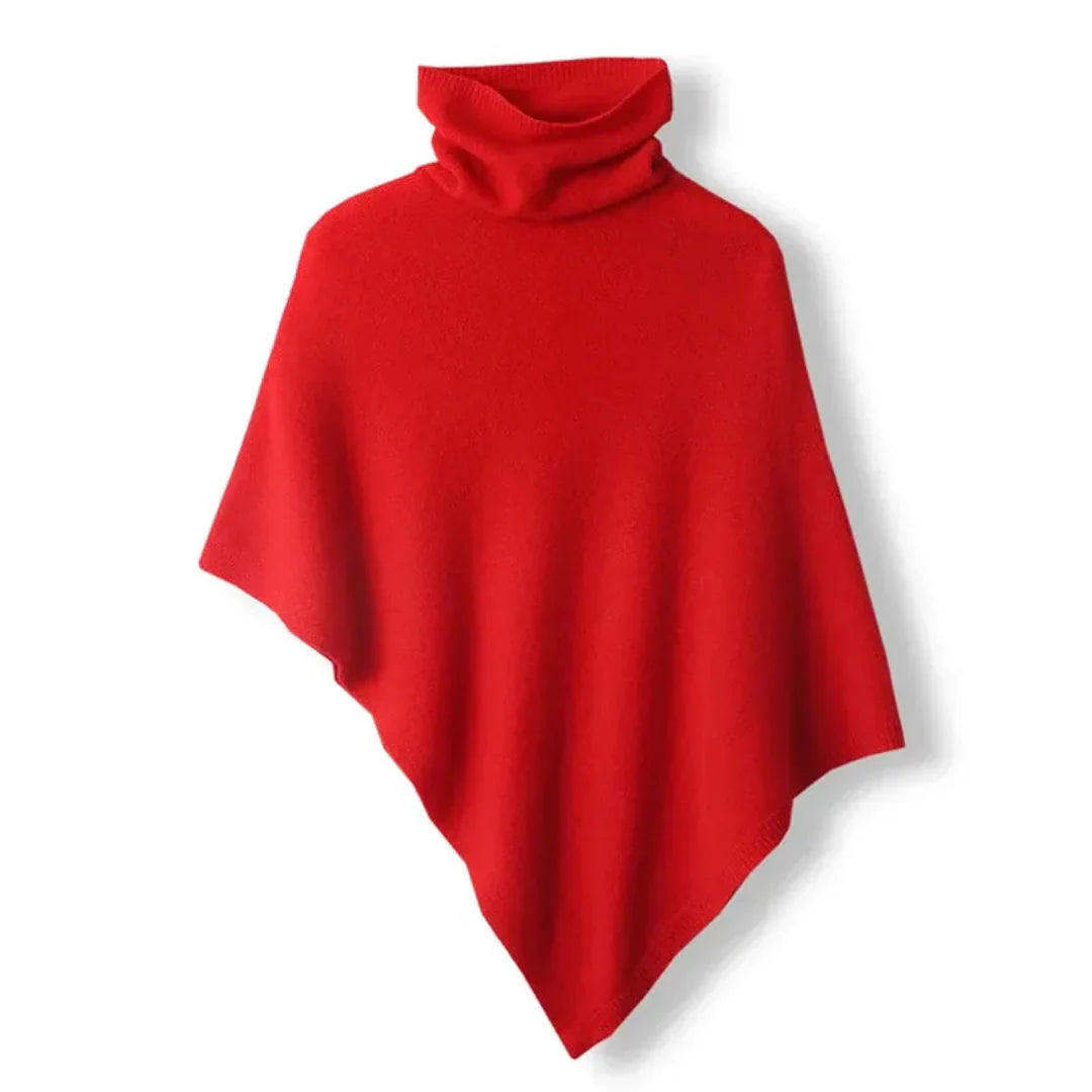 Soft Womens Wool Poncho - Turtleneck, Pointed Hem, Layering Red One Size - Tophatter Daily Deals