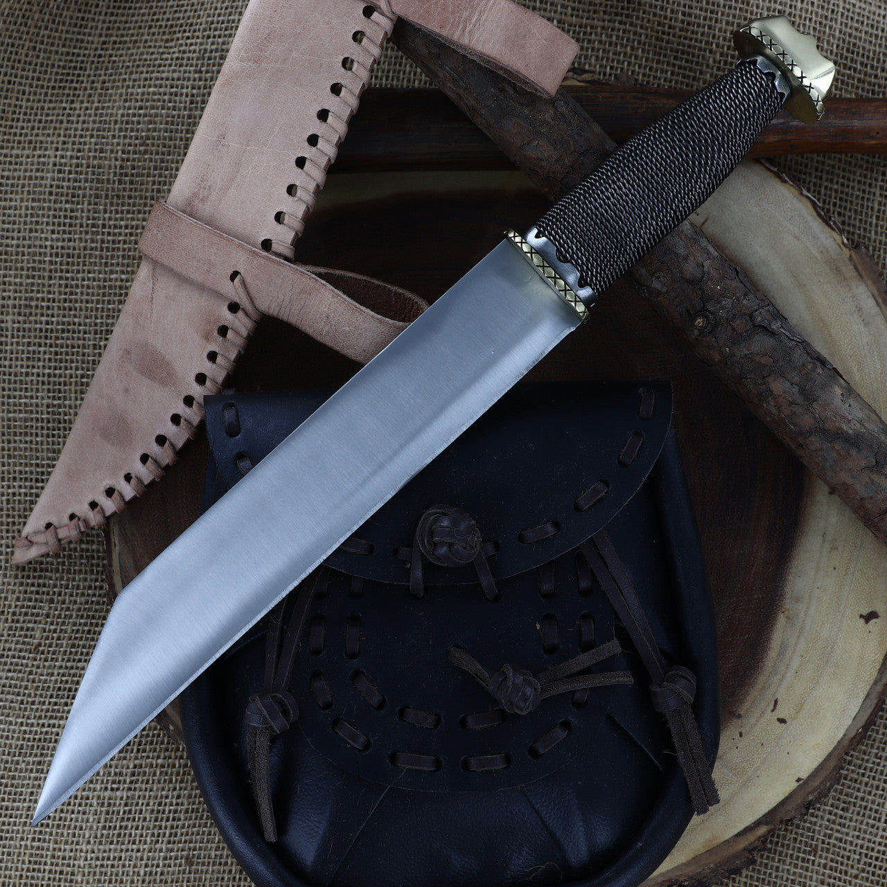 Viking Valor Handcrafted Stainless Steel Seax Knife with Wire-Wrapped Handle Knives - Tophatter Daily Deals