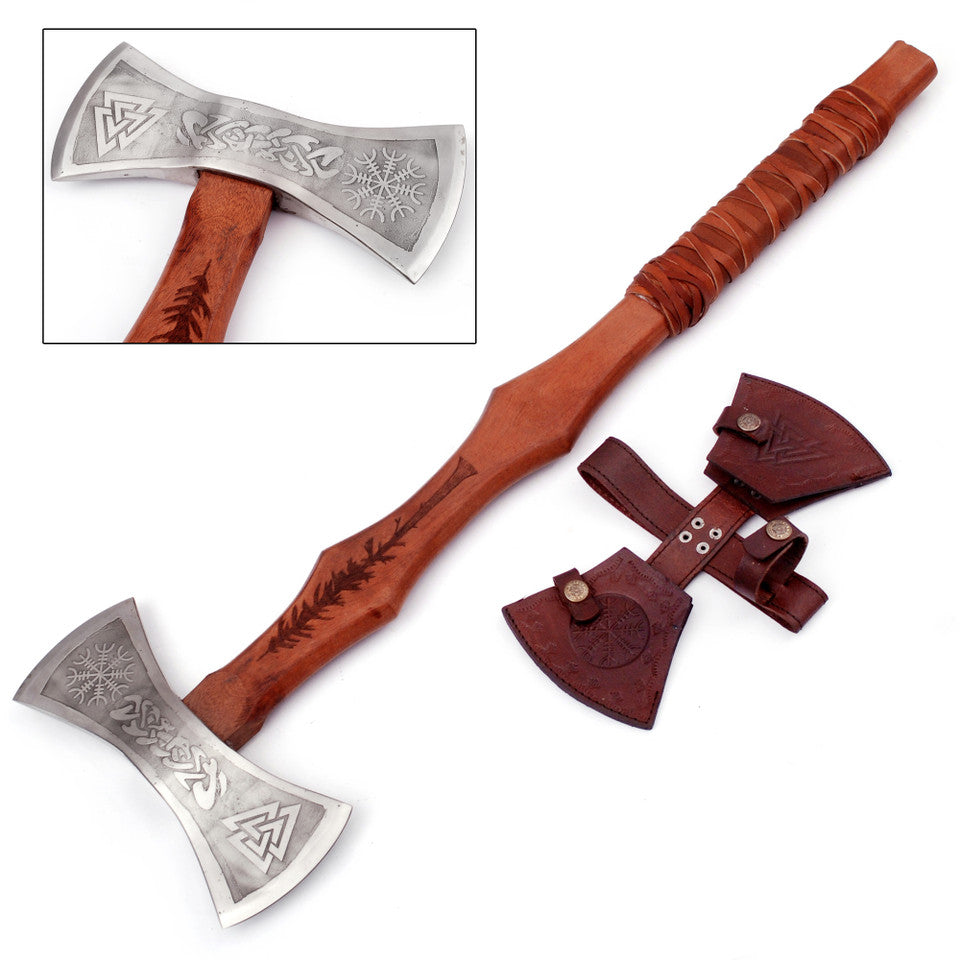Viking Warrior Double-Headed Carbon Steel Outdoor Axe Axe - Tophatter Daily Deals