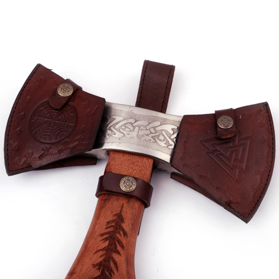Viking Warrior Double-Headed Carbon Steel Outdoor Axe Axe - Tophatter Daily Deals