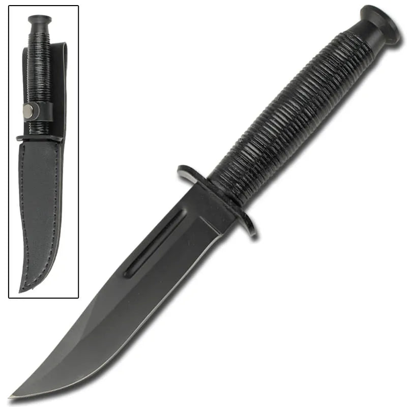 9 Inch Overall Vindicator Combat Mini Bowie Knife - Black - Tophatter Daily Deals