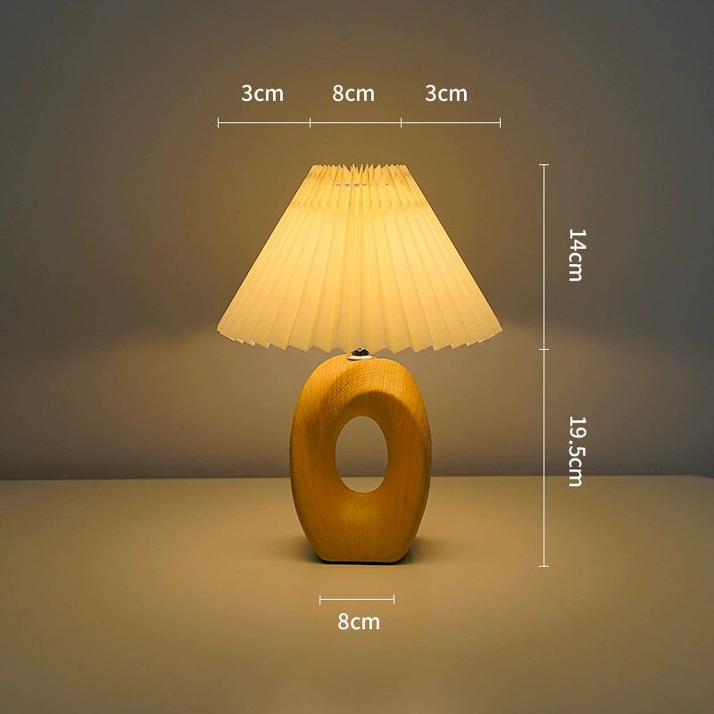 Vintage Bagel Ceramic Small Night Lamp Beige White Wood Grain Night Lamp - Tophatter Daily Deals