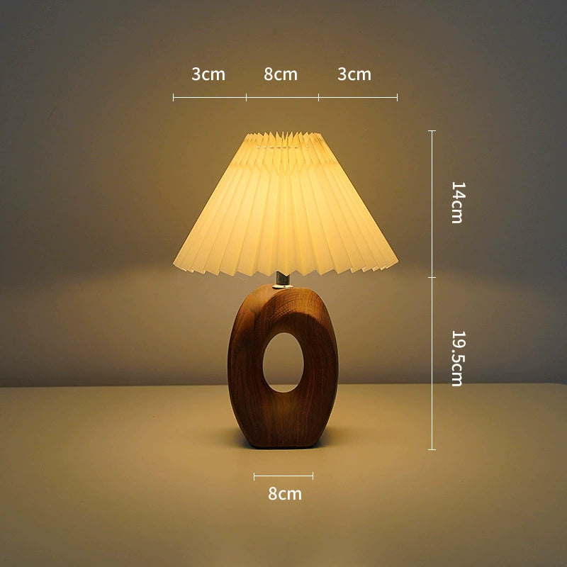 Vintage Bagel Ceramic Small Night Lamp Beige White Walnut Wood Grain Night Lamp - Tophatter Daily Deals