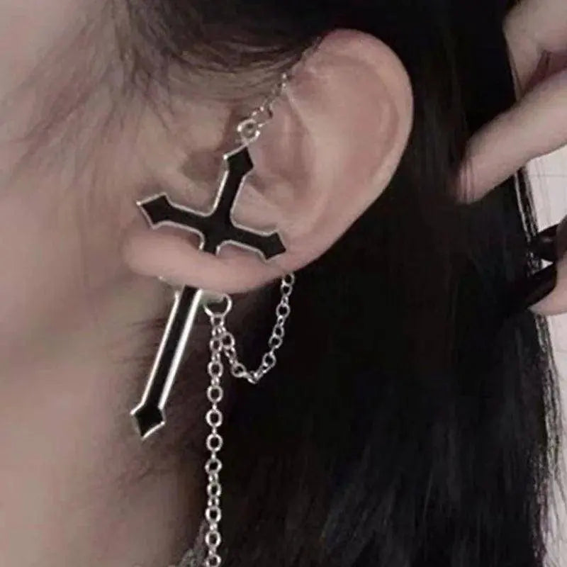 Vintage Dark Gothic Kinitial Sword Earrings For Women Men Dagger Piercing Earring Ear Jacket Punk Goth Halloween Jewelry Gift - Tophatter Daily Deals