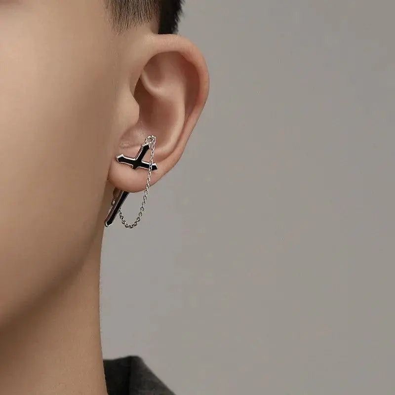 Vintage Dark Gothic Kinitial Sword Earrings For Women Men Dagger Piercing Earring Ear Jacket Punk Goth Halloween Jewelry Gift - Tophatter Daily Deals