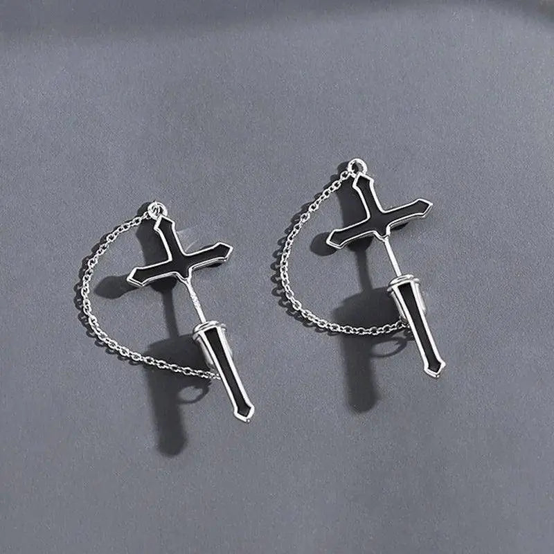 Vintage Dark Gothic Kinitial Sword Earrings For Women Men Dagger Piercing Earring Ear Jacket Punk Goth Halloween Jewelry Gift - Tophatter Daily Deals