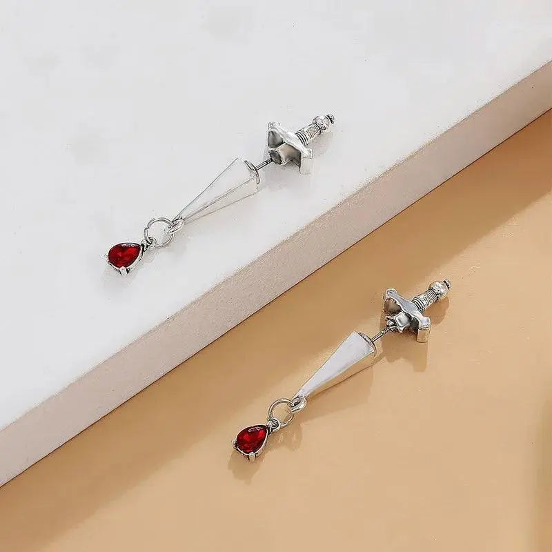 Vintage Dark Gothic Kinitial Sword Earrings For Women Men Dagger Piercing Earring Ear Jacket Punk Goth Halloween Jewelry Gift - Tophatter Daily Deals