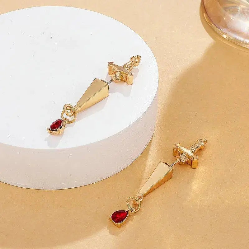 Vintage Dark Gothic Kinitial Sword Earrings For Women Men Dagger Piercing Earring Ear Jacket Punk Goth Halloween Jewelry Gift - Tophatter Daily Deals