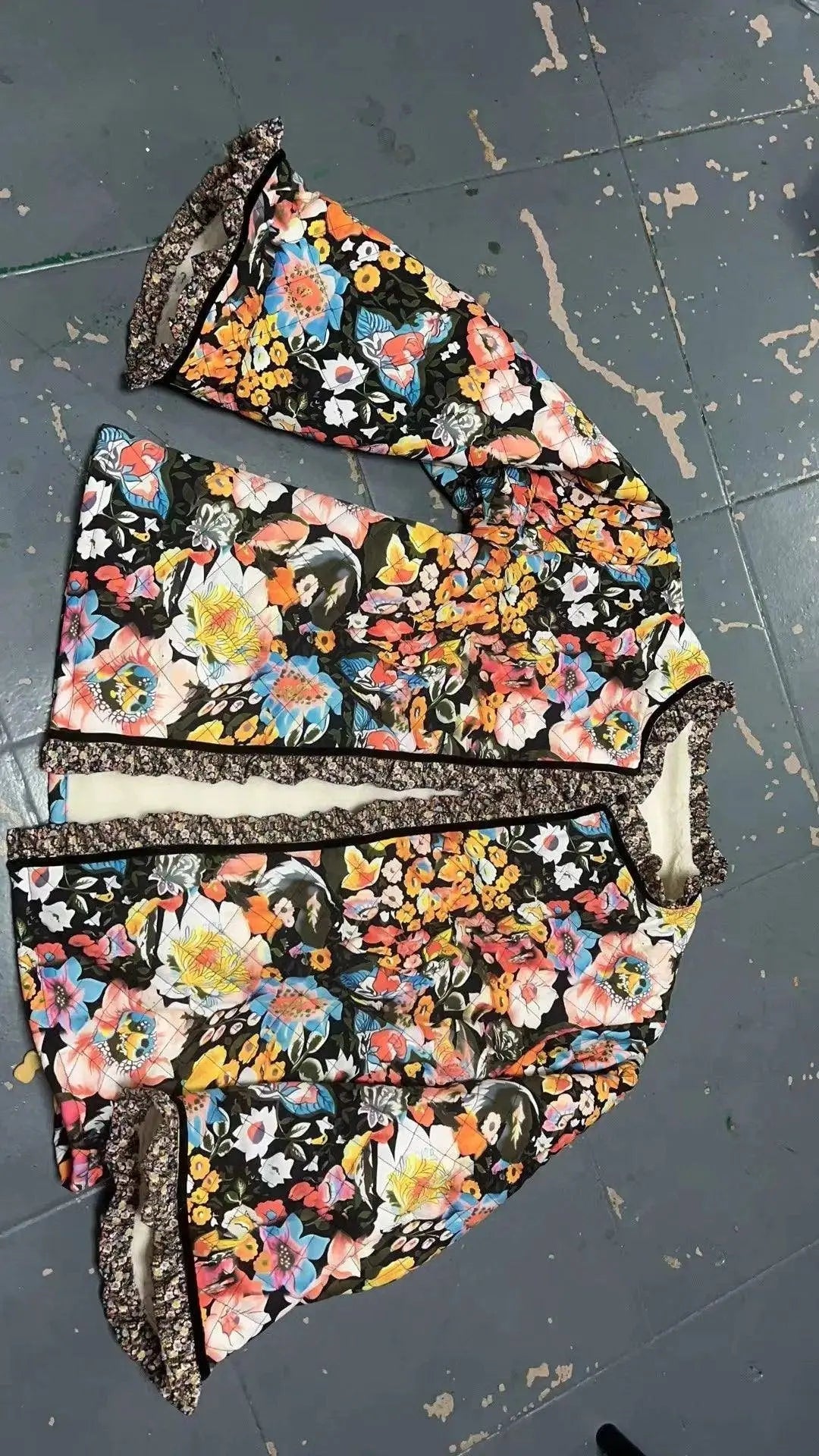 Vintage Floral Flower Printed Cotton Coat Women Fleece Thick Warm Long Sleeve Quilted Jacket Autumn Winter Women's Clothing - Tophatter Daily Deals