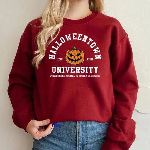 Vintage Halloweentown Sweatshirt Halloweentown Est 1998 Pullover Funny Wine red Other - Tophatter Daily Deals