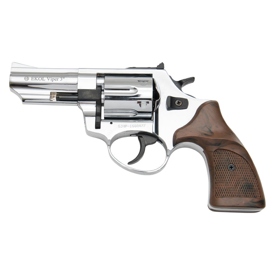 Viper Chrome Finish 9mm Blank Firing Revolver 3 Inch Barrel - Tophatter's Guns'N'Weapons Store Collectible Weapons - Tophatter Daily Deals