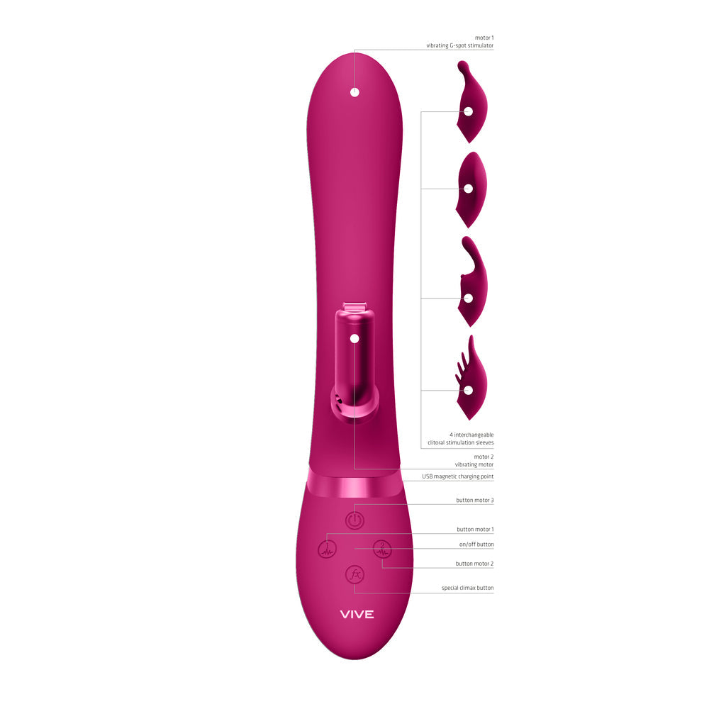 Vive Chou Double Action (Pink) – Interchangeable Rabbit Vibrator > Vibrators > Ladies > Rabbit Multi - Tophatter Daily Deals