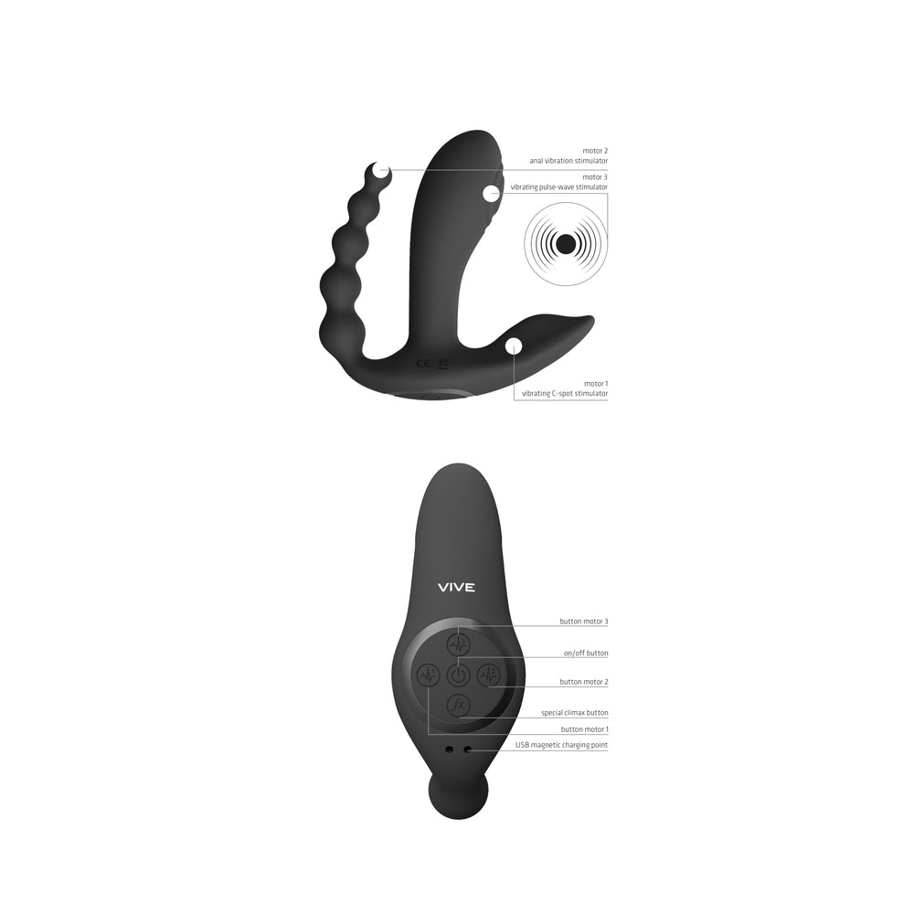 Vive Kata Double Penetrator (Black) – Remote-Controlled Vibrator > Vibrators > Ladies > Rabbit Multi - Tophatter Daily Deals