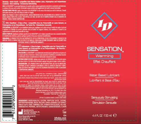 ID Sensation Warming Water-Based Lubricant 4.4 Oz – Intimate Lubricant > Lube > Water Based - Tophatter Daily Deals
