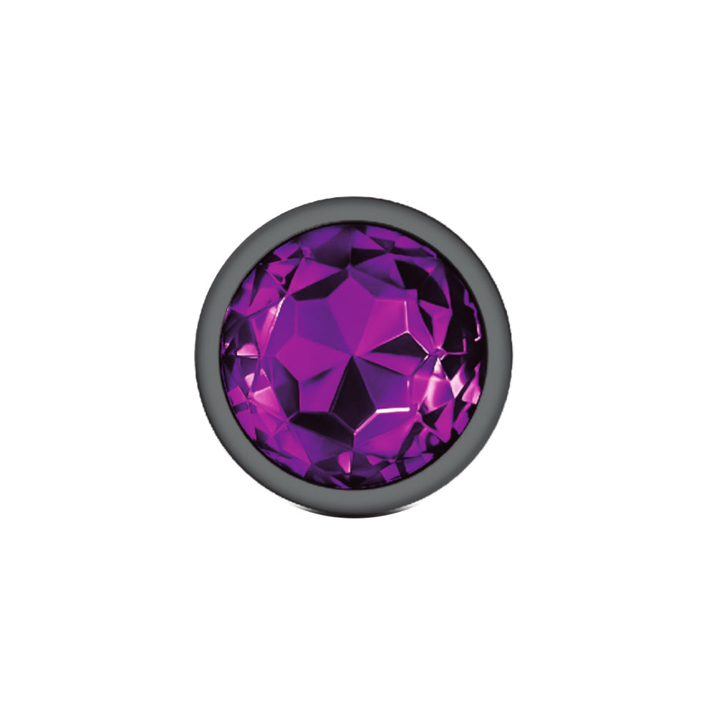 Cheeky Charms Gunmetal Round Butt Plug with Purple Jewel Large > Anal Range > Jewel Butt Plugs - Tophatter Daily Deals