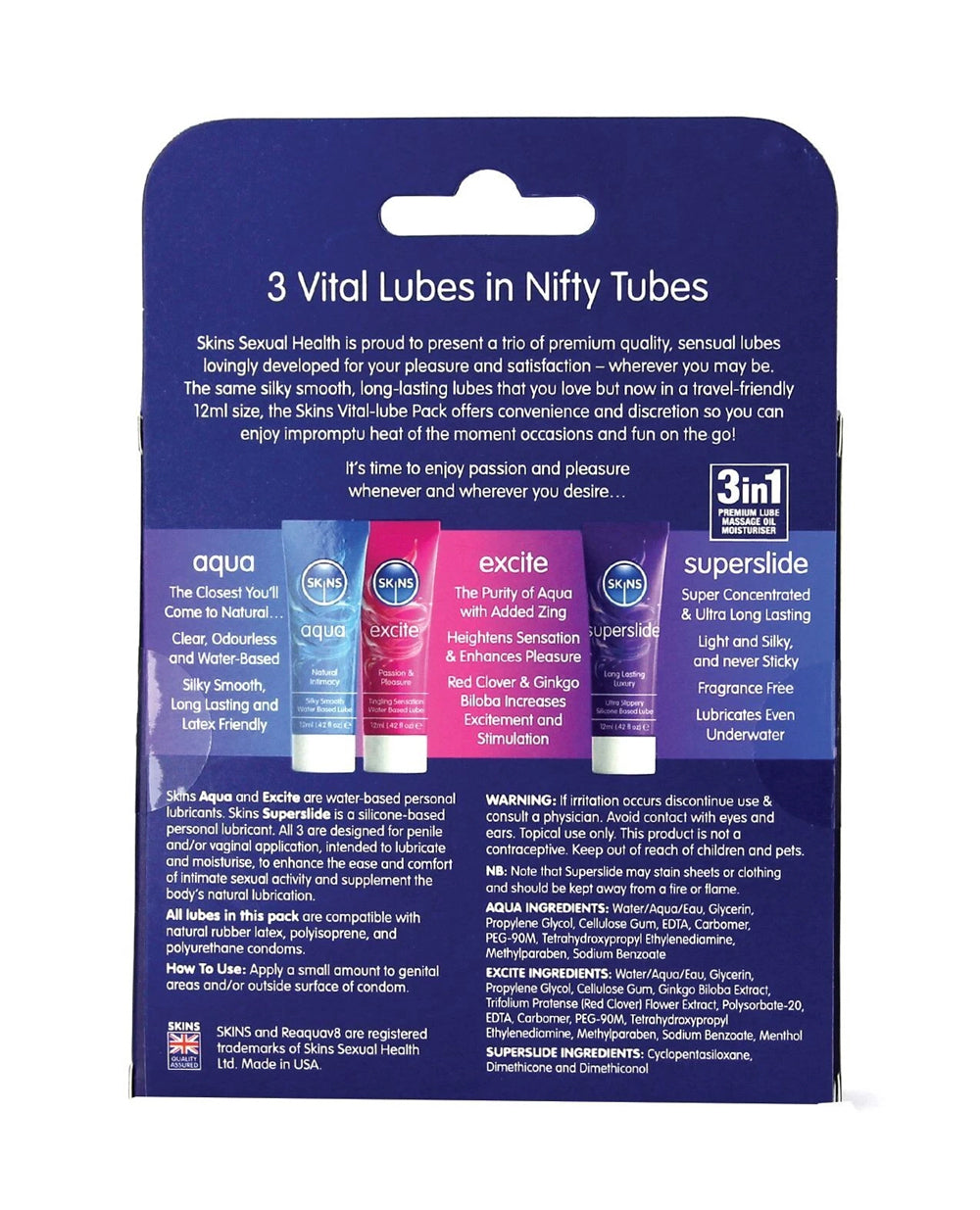 Skins Vital Sampler Tubes (3 Pack) – Lubricant Sampler Set 12ml > Lube > Water Based - Tophatter Daily Deals