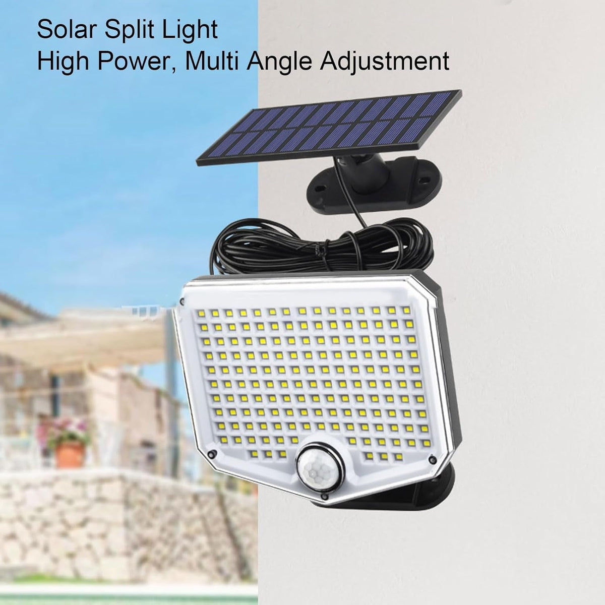 Solar Motion Sensor Wall Light, 210 LED with Separate Panel and Remote Solar Outdoor Lights - Tophatter Daily Deals