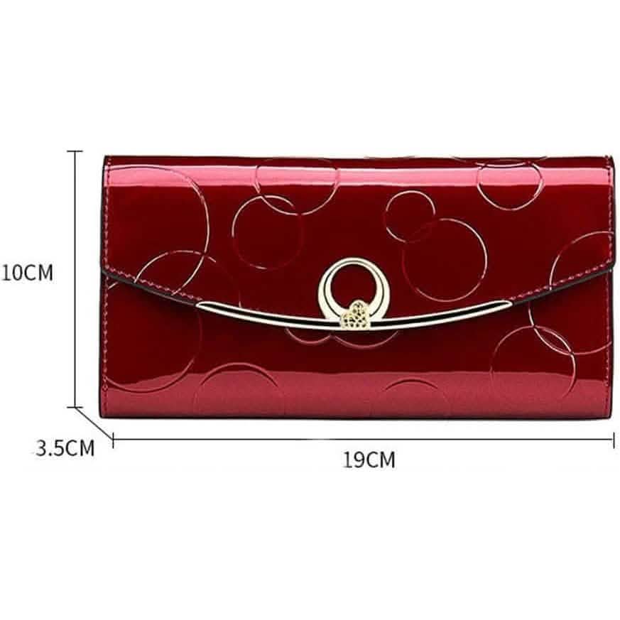 Patent Leather Long Wallet with Ring Clasp and Embossed Circles Handbags & Wallets - Tophatter Daily Deals