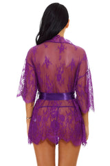 Eyelash Lace and Mesh Robe Women's Lingerie - Tophatter Daily Deals