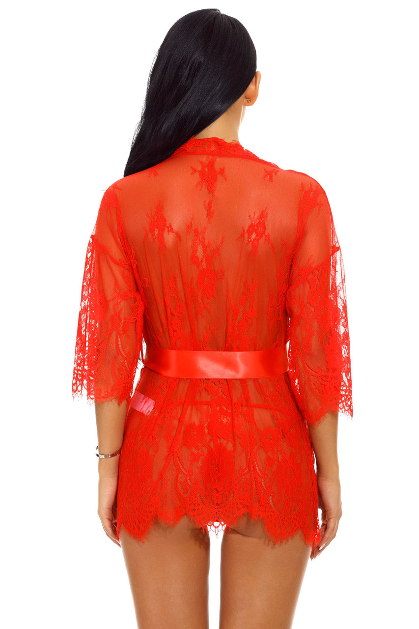 Eyelash Lace and Mesh Robe Women's Lingerie - Tophatter Daily Deals