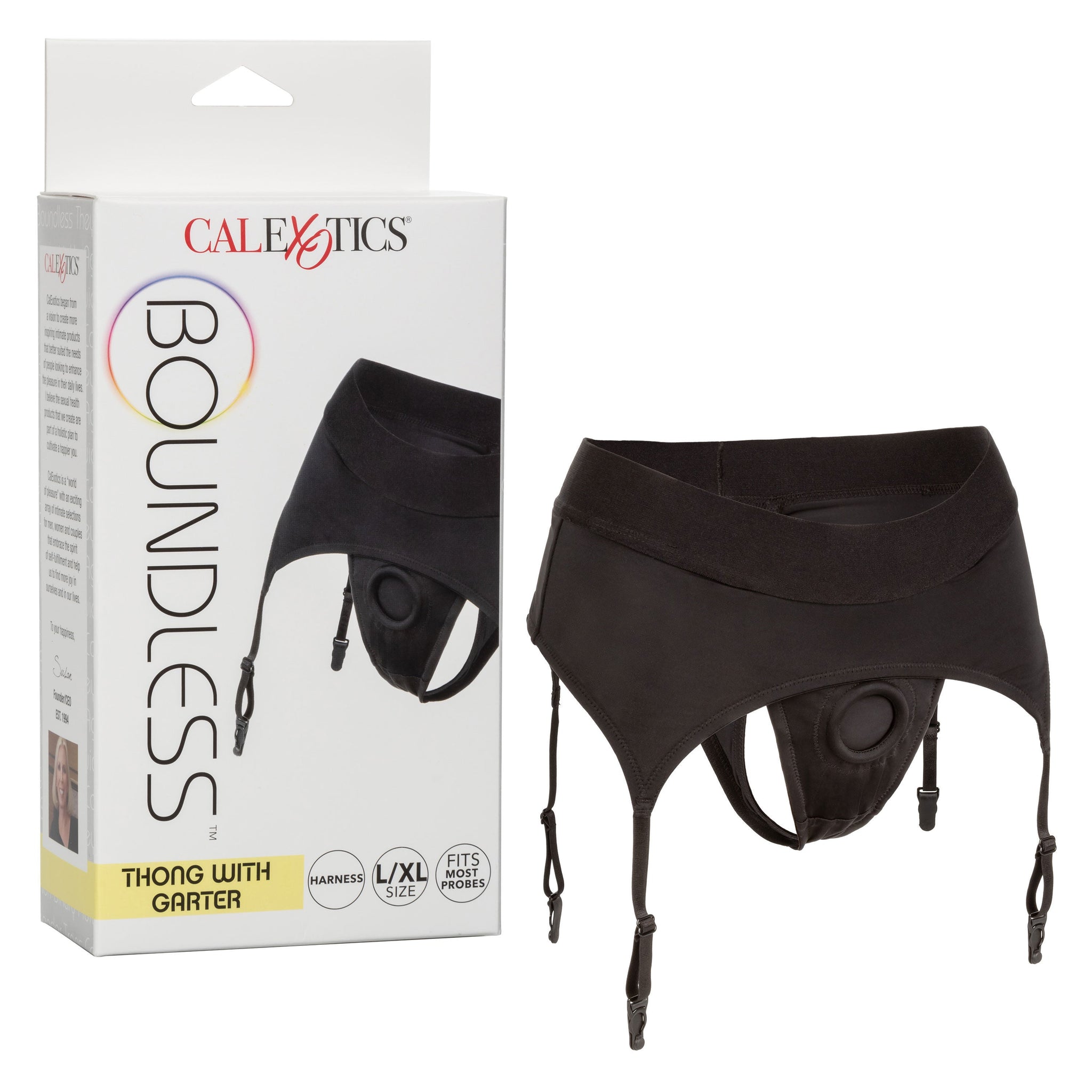 Boundless Black Thong with Garter Harness for L/XL Comfort > Dildos > Strap On Harnesses - Tophatter Daily Deals