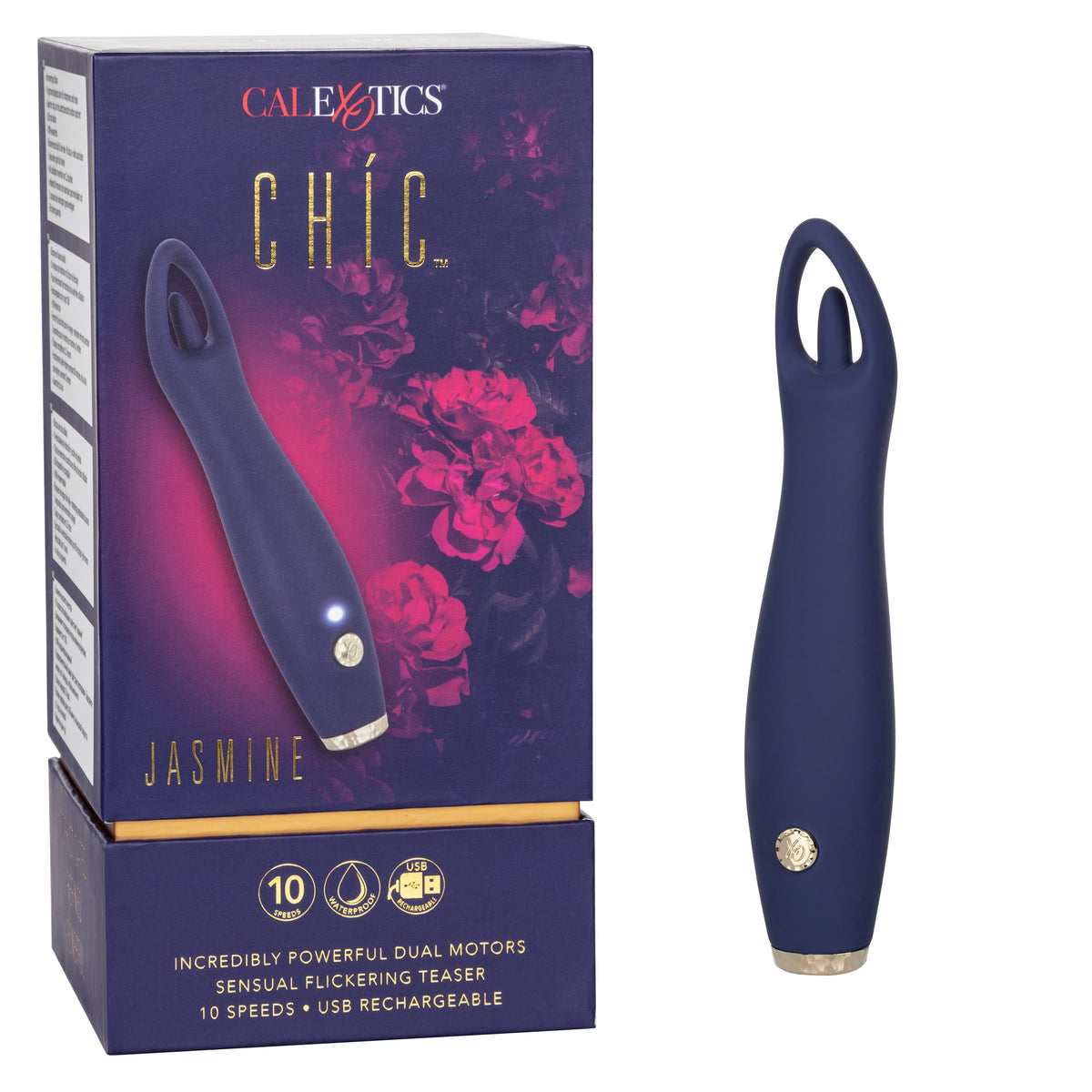 Chic Jasmine Navy Blue 6.25 Inch Dual Motor Silicone Vibrator with 10 Speeds and Rechargeable > Vibrators > Standard Vibrators - Tophatter Daily Deals